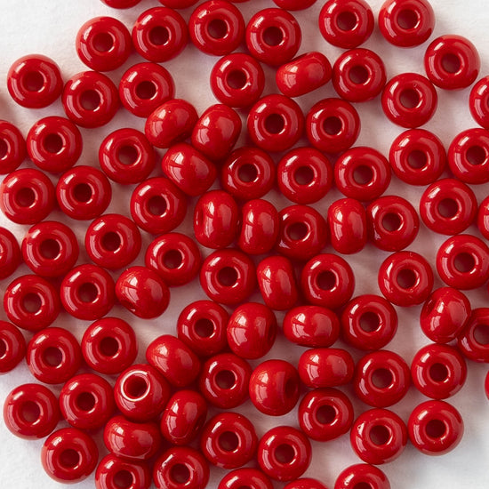 6/0 Glass Seed Beads - Opaque Dark Red - 20 inch strands - 2 or 6 strands