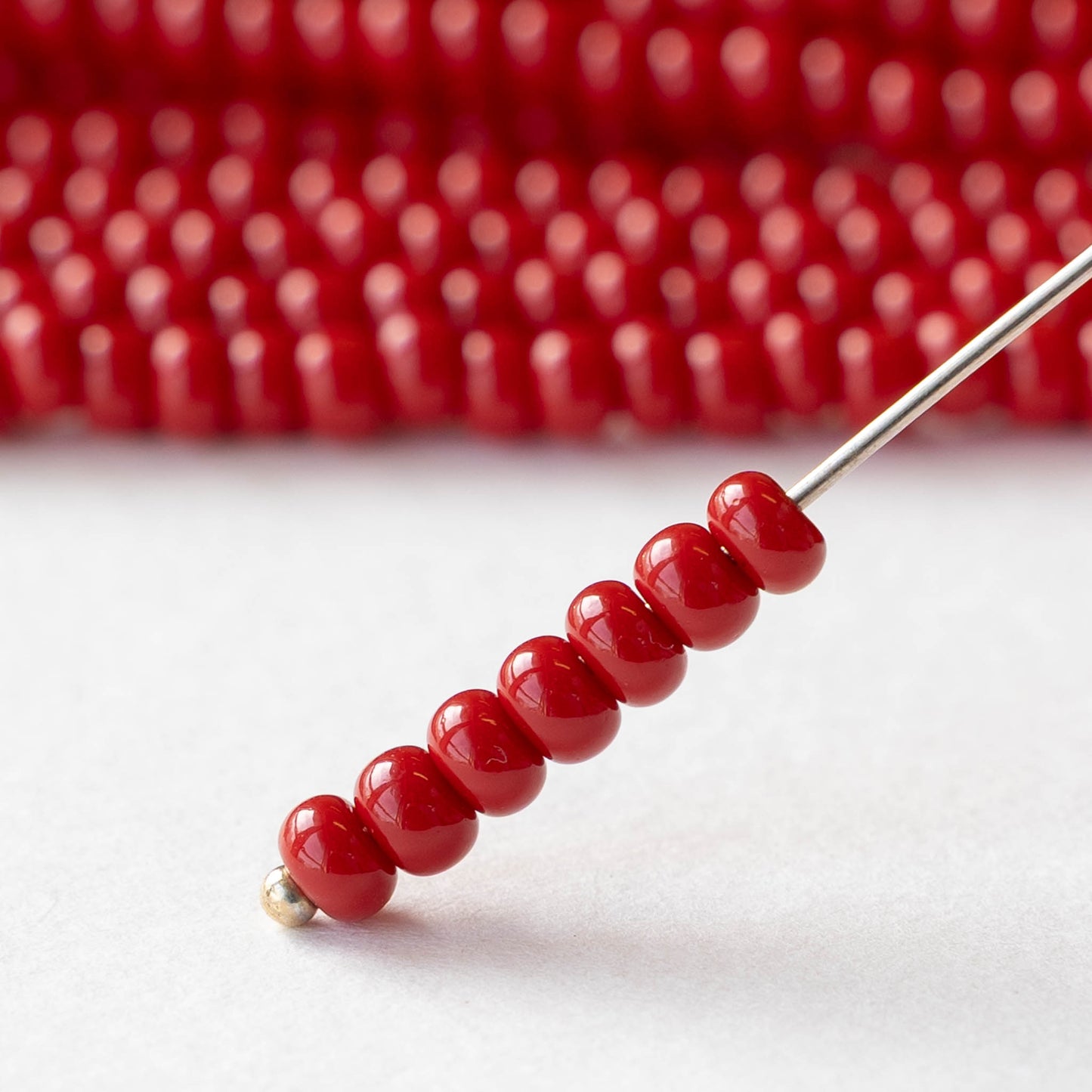 6/0 Glass Seed Beads - Opaque Dark Red - 20 inch strands - 2 or 6 strands
