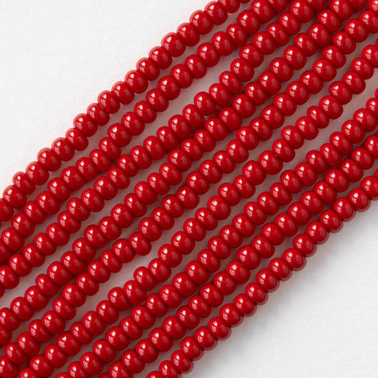 6/0 Glass Seed Beads - Opaque Dark Red - 20 inch strands - 2 or 6 strands