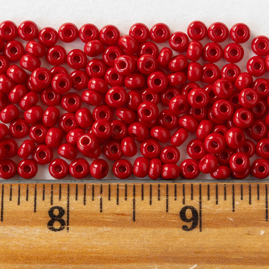 6/0 Glass Seed Beads - Opaque Dark Red - 20 inch strands - 2 or 6 strands