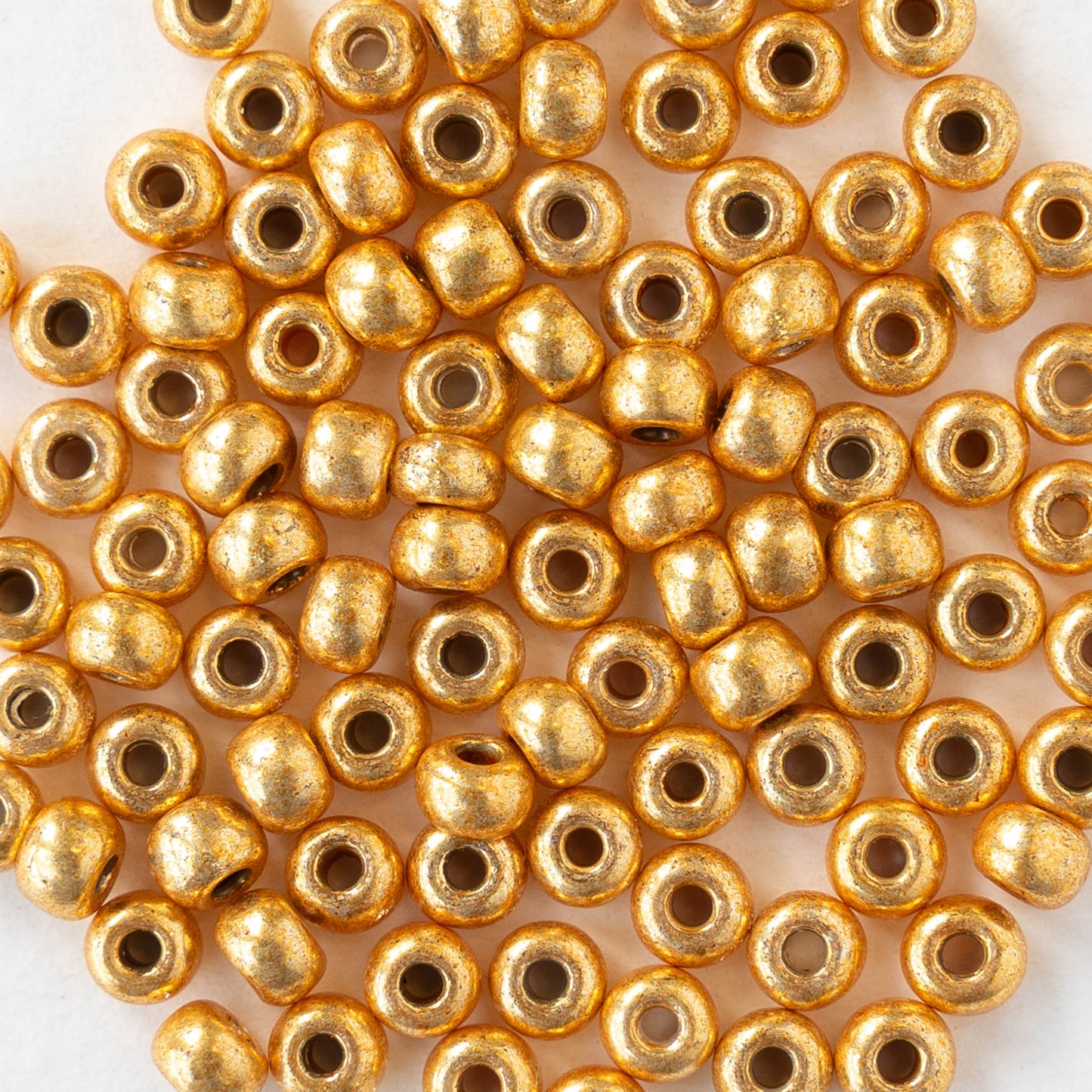 6/0 Glass Seed Beads - Opaque Gold Metallic - 20 inch strands - 1 or 3 strands