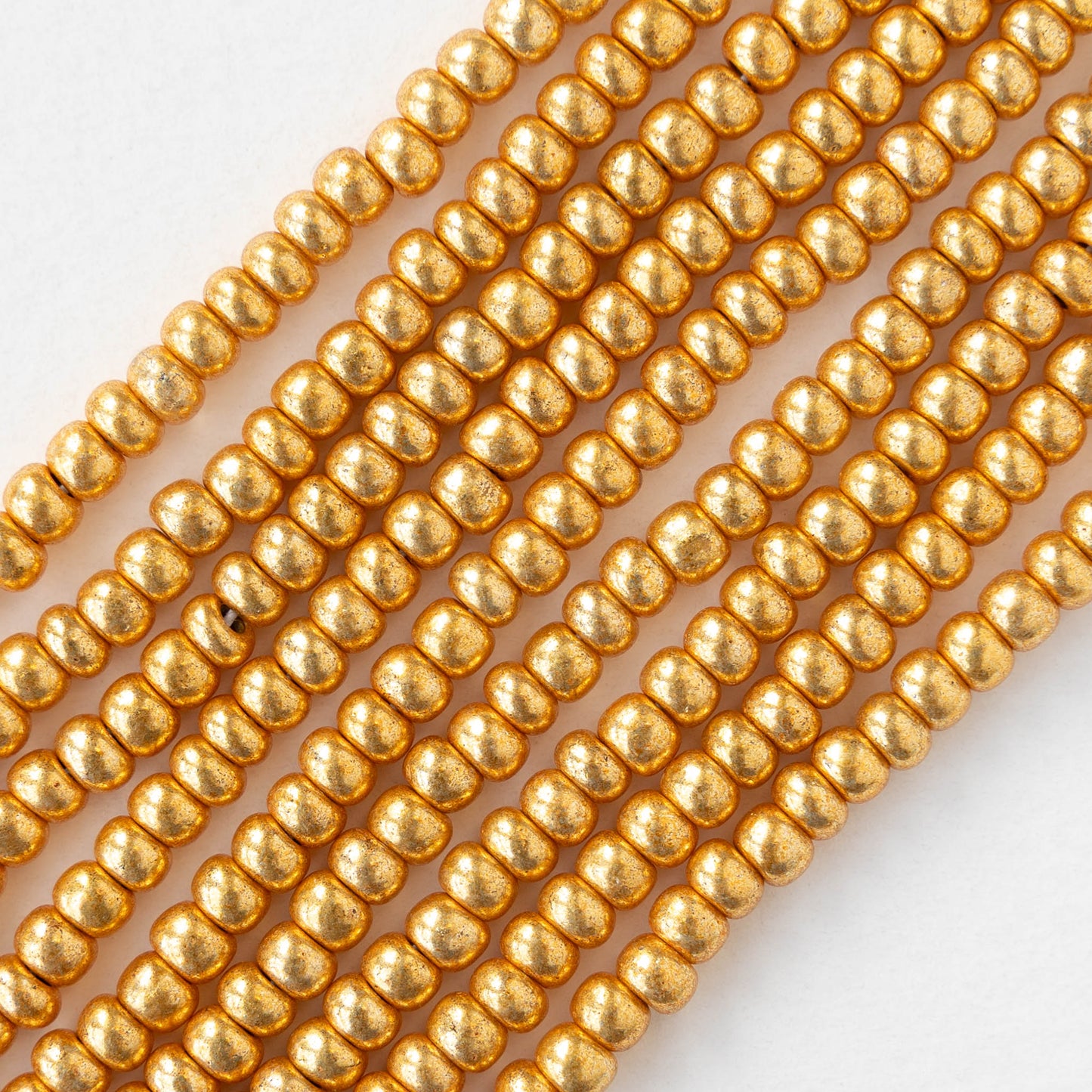 6/0 Glass Seed Beads - Opaque Gold Metallic - 20 inch strands - 1 or 3 strands