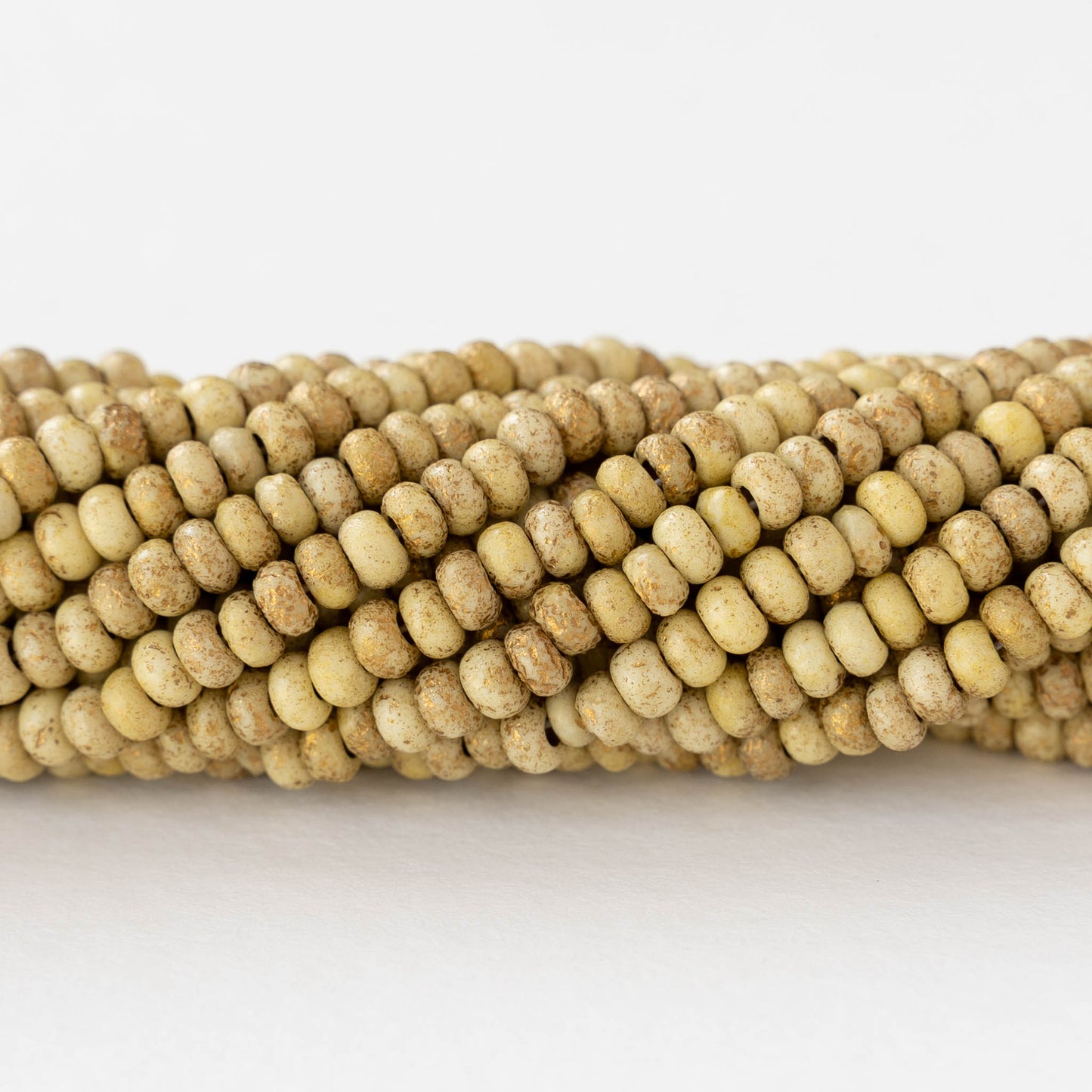 Size 6 Seed Beads - Opaque Ivory with Gold Dust - Choose Amount
