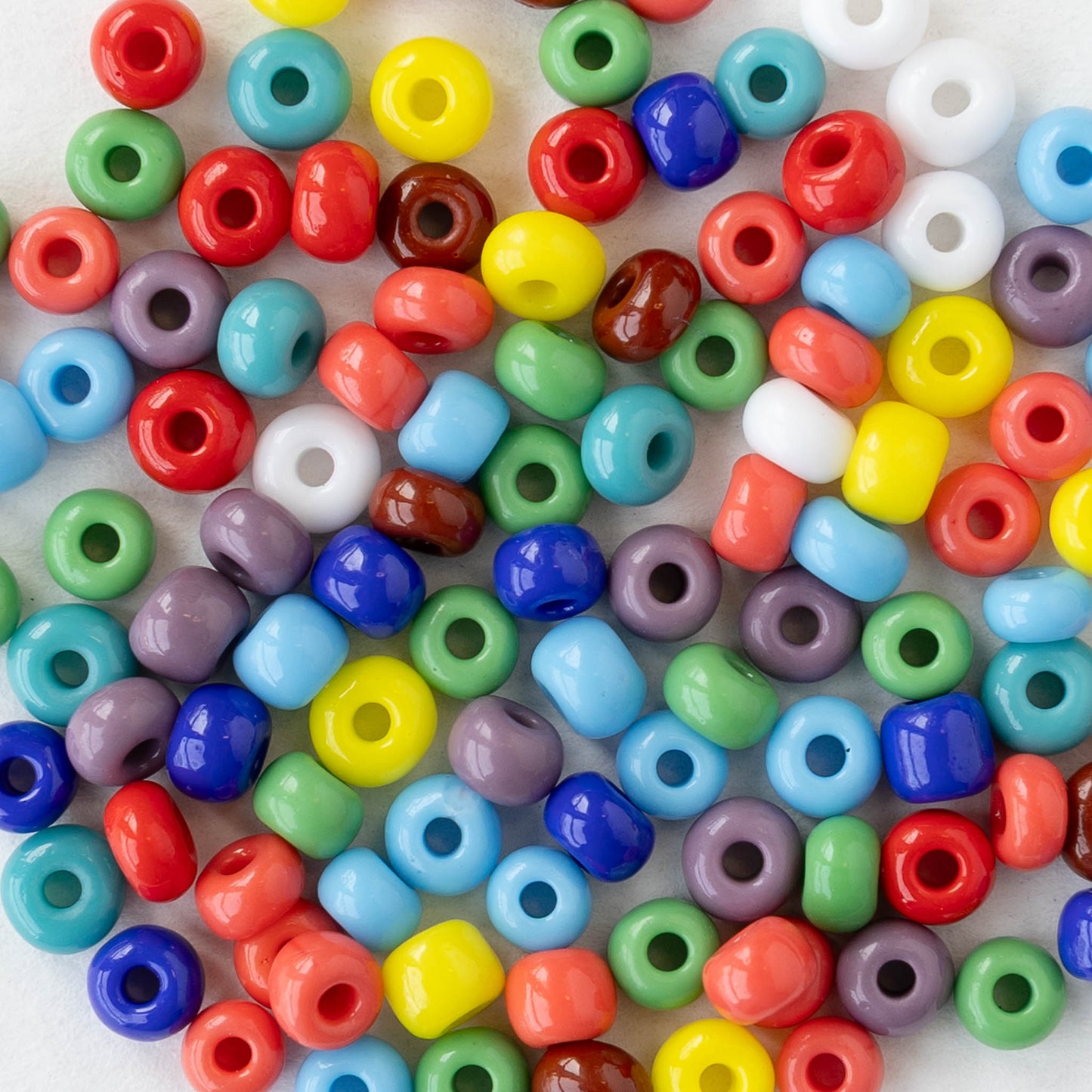 6/0 Glass Seed Beads - Opaque Color Mix - 20 inch strands - 2 or 6 strands