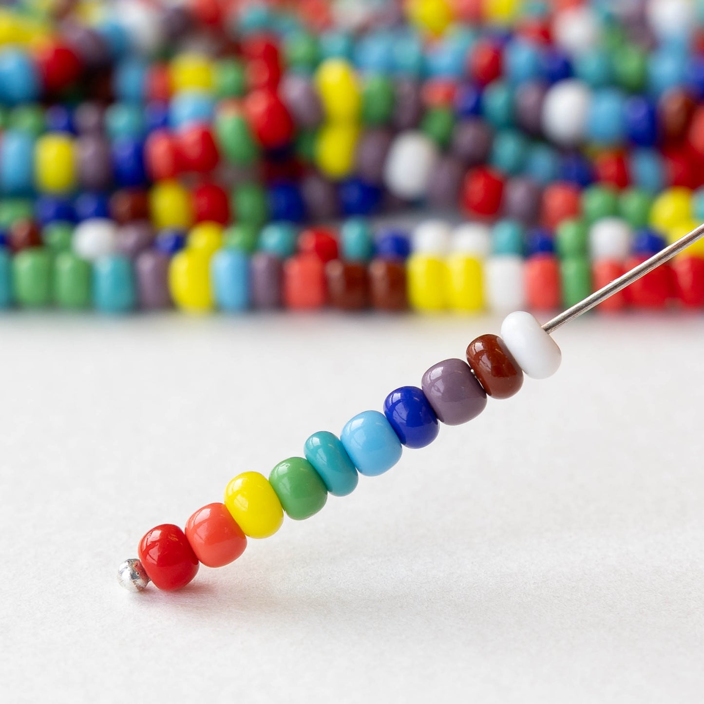 6/0 Glass Seed Beads - Opaque Color Mix - 20 inch strands - 2 or 6 strands