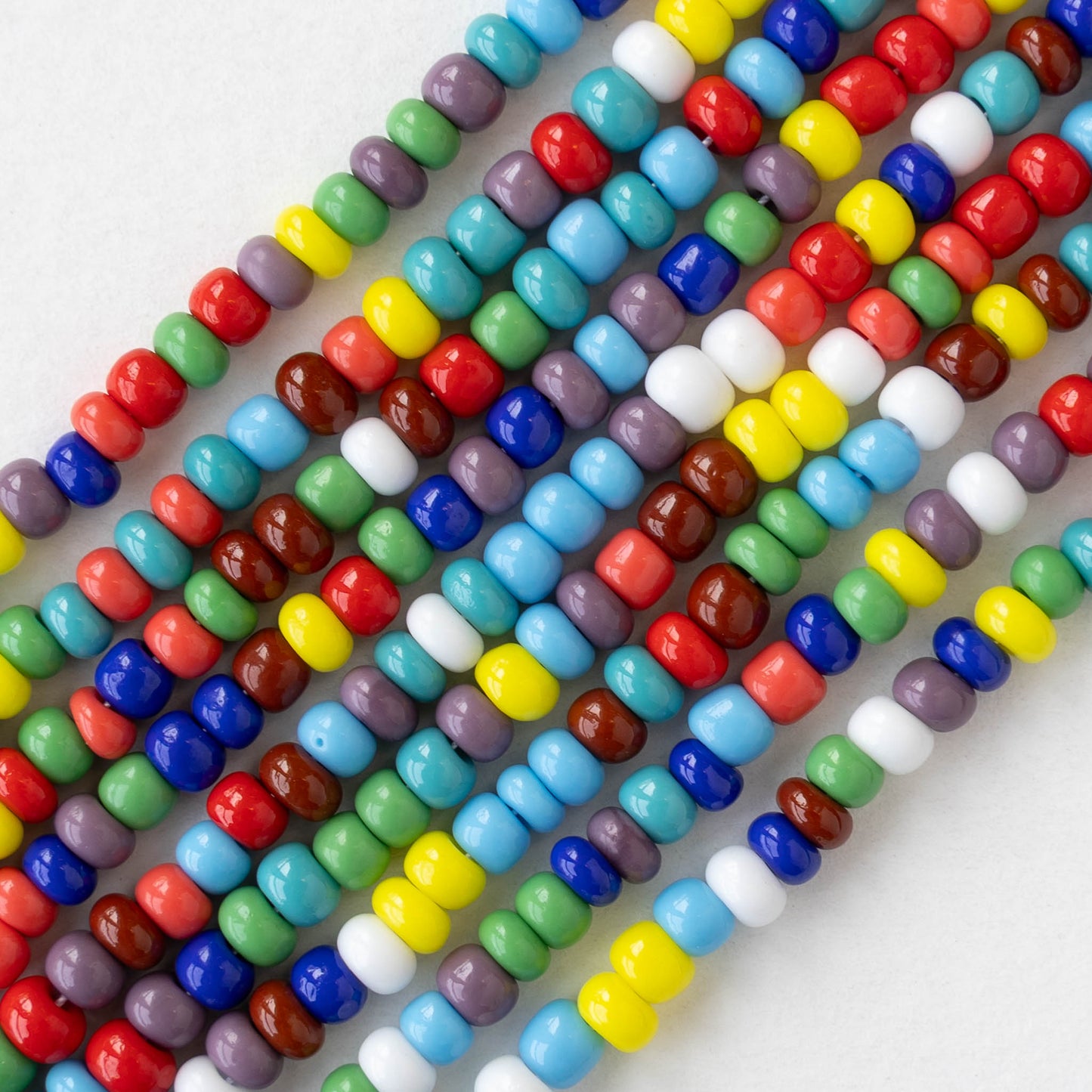 6/0 Glass Seed Beads - Opaque Color Mix - 20 inch strands - 2 or 6 strands