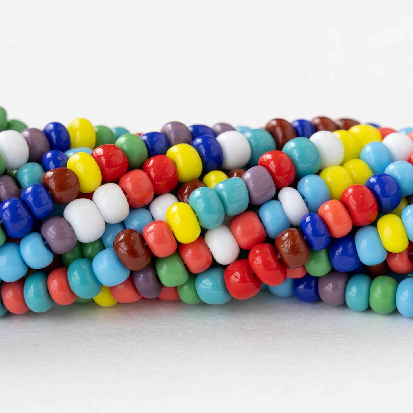 6/0 Glass Seed Beads - Opaque Color Mix - 20 inch strands - 2 or 6 strands