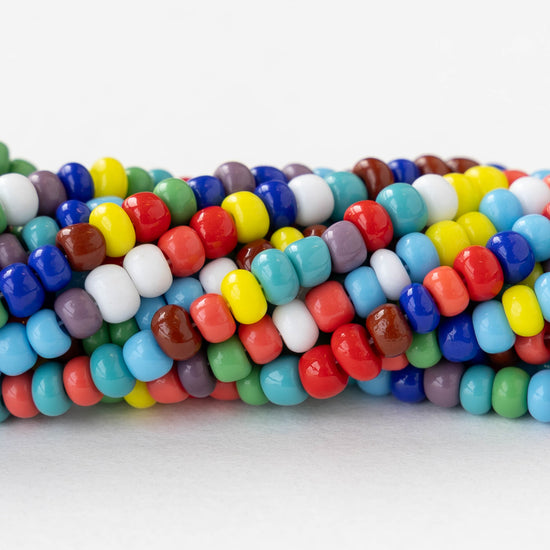 6/0 Glass Seed Beads - Opaque Color Mix - 20 inch strands - 2 or 6 strands