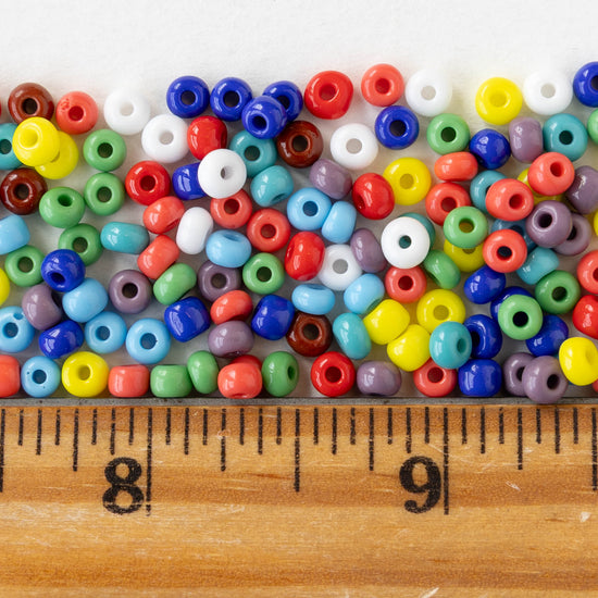 6/0 Glass Seed Beads - Opaque Color Mix - 20 inch strands - 2 or 6 strands