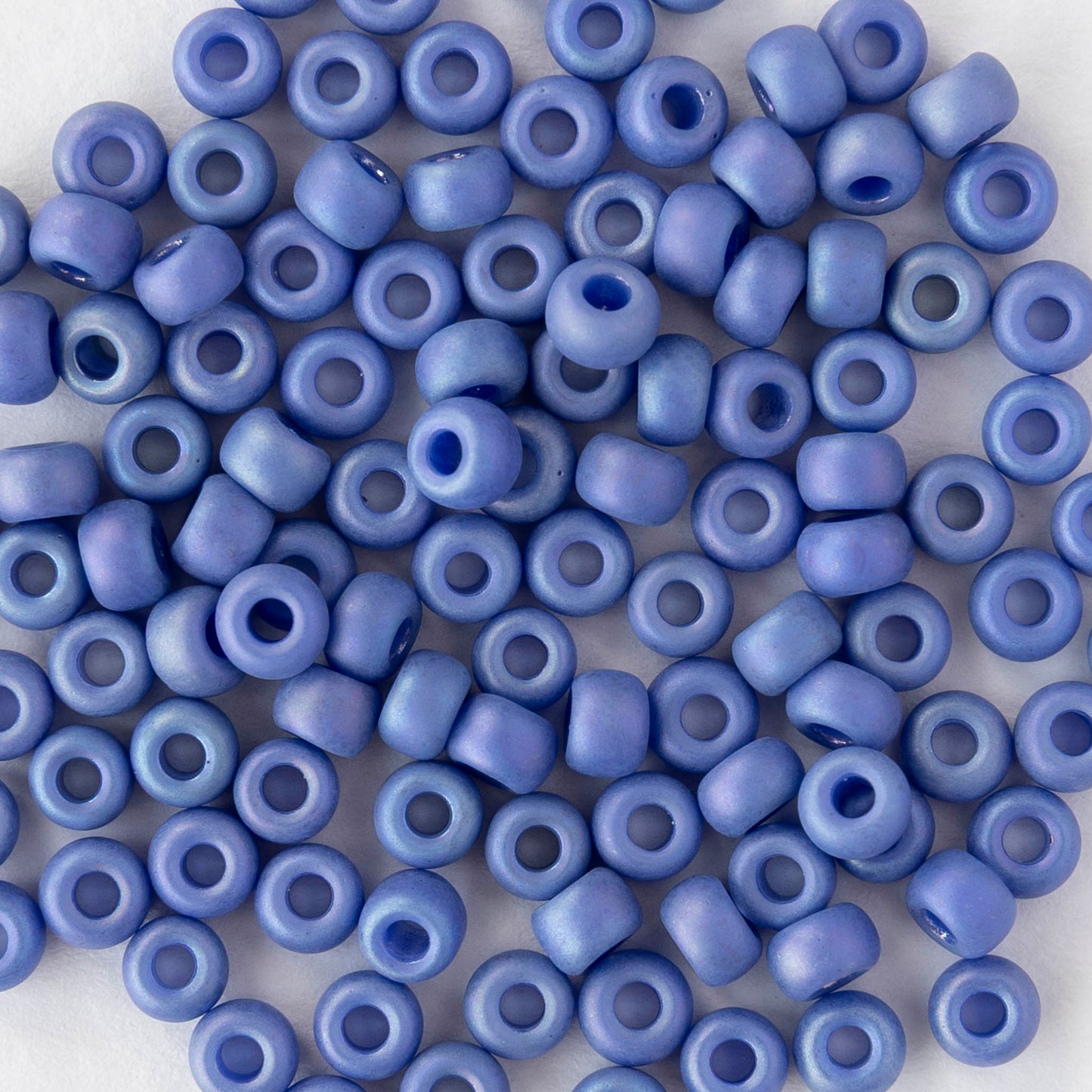 Size 6/0 Glass Seed Beads - Opaque Periwinkle AB - 10 grams