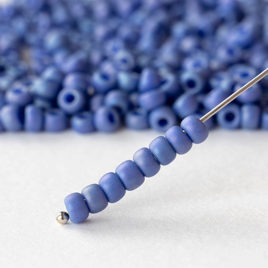 Size 6/0 Glass Seed Beads - Opaque Periwinkle AB - 10 grams