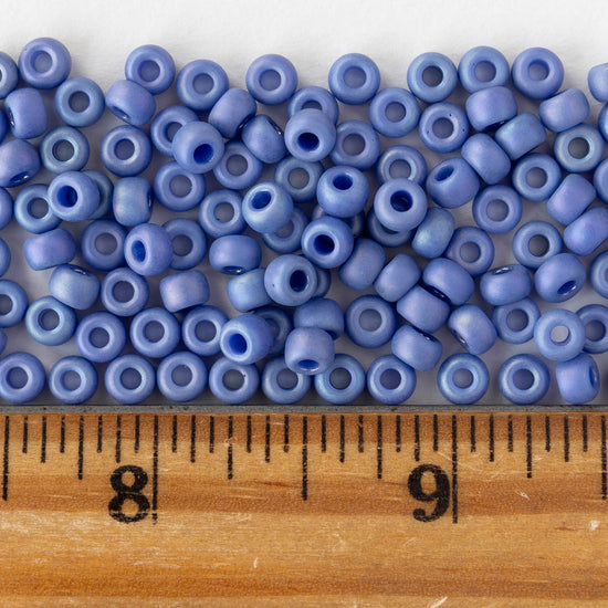 Size 6/0 Glass Seed Beads - Opaque Periwinkle AB - 10 grams