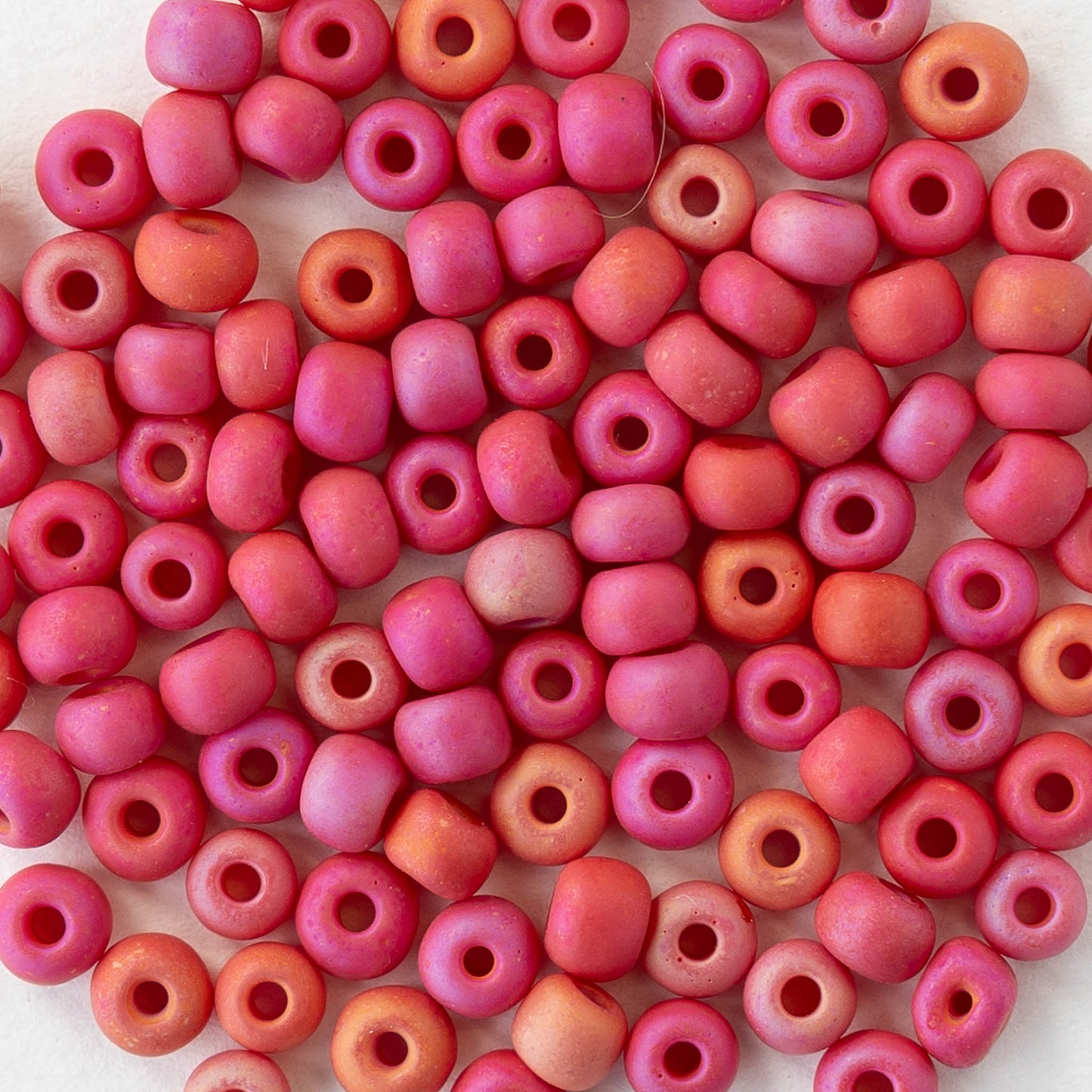 6/0 Glass Seed Beads - Matte Opaque Red AB - 20 inch strands - 2 or 6 strands