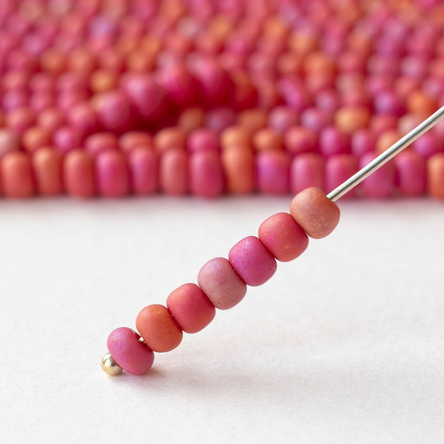 6/0 Glass Seed Beads - Matte Opaque Red AB - 20 inch strands - 2 or 6 strands