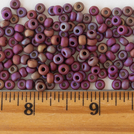Load image into Gallery viewer, 6/0 Seed Beads - Opaque Matte Brown Iris - 2 Strands
