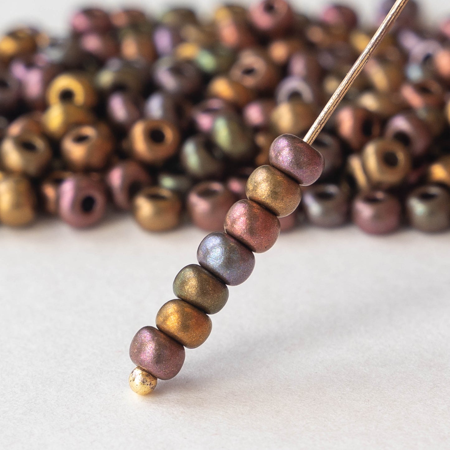 Size 6 Seed Beads - Gold Iris Matte - Choose Amount