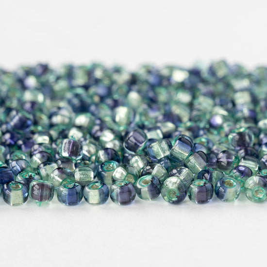 Size 6/0 Glass Seed Beads - Silver Lined Aqua Sapphire - 10 grams
