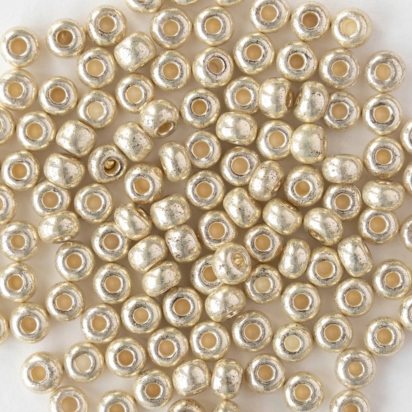 Size 6/0 Glass Seed Beads - Silver Metallic - 20 grams