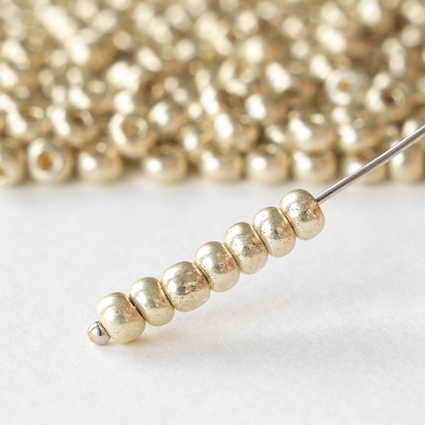 Size 6/0 Glass Seed Beads - Silver Metallic - 20 grams