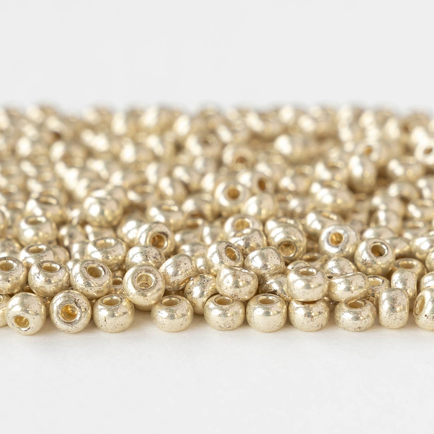 Size 6/0 Glass Seed Beads - Silver Metallic - 20 grams