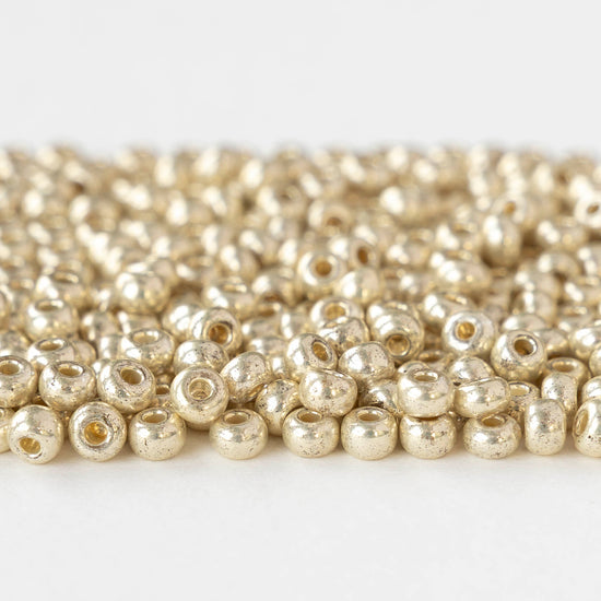 Size 6/0 Glass Seed Beads - Silver Metallic - 20 grams