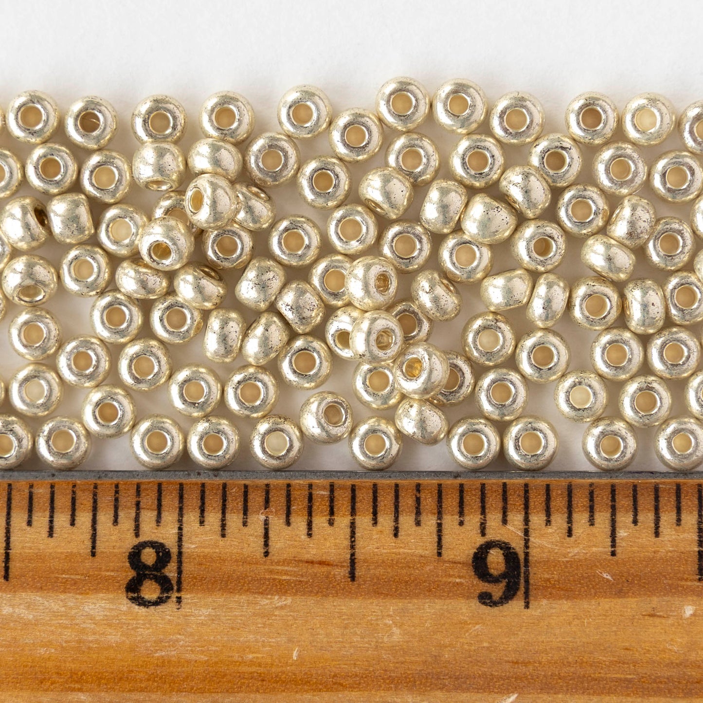 Size 6/0 Glass Seed Beads - Silver Metallic - 20 grams