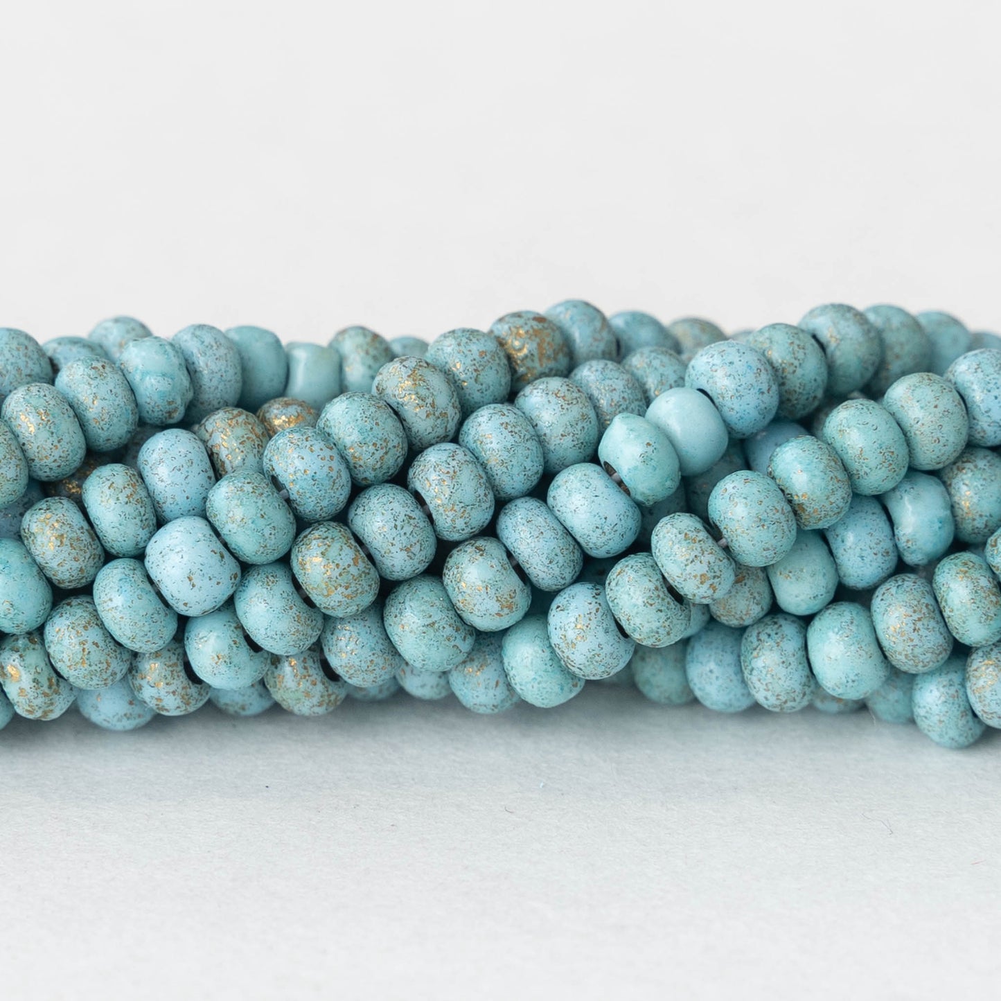 Size 6 Seed Beads - Opaque Aqua with Gold Dust - 10 grams