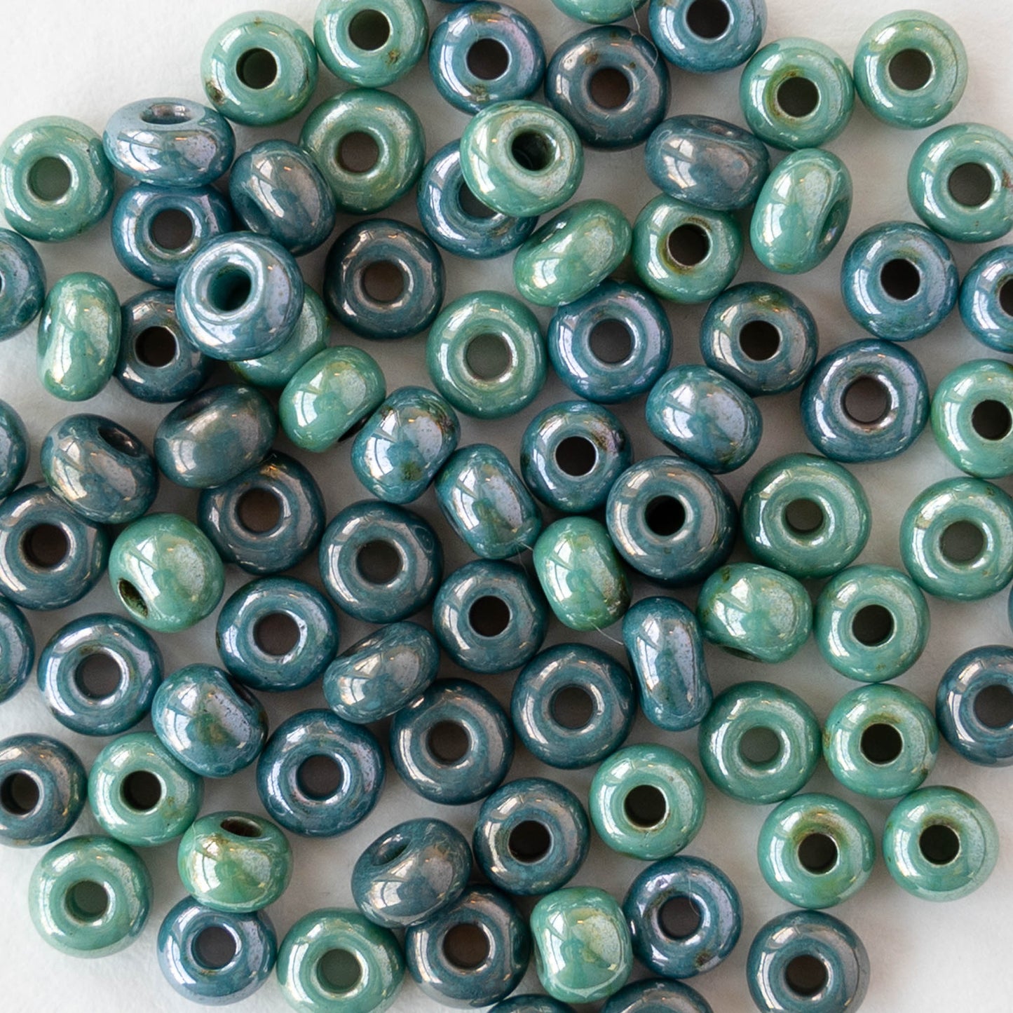 Size 6/0 Glass Seed Beads - Turquoise Blue Luster Mix - 20 inches