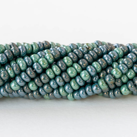 Size 6/0 Glass Seed Beads - Turquoise Blue Luster Mix - 20 inches