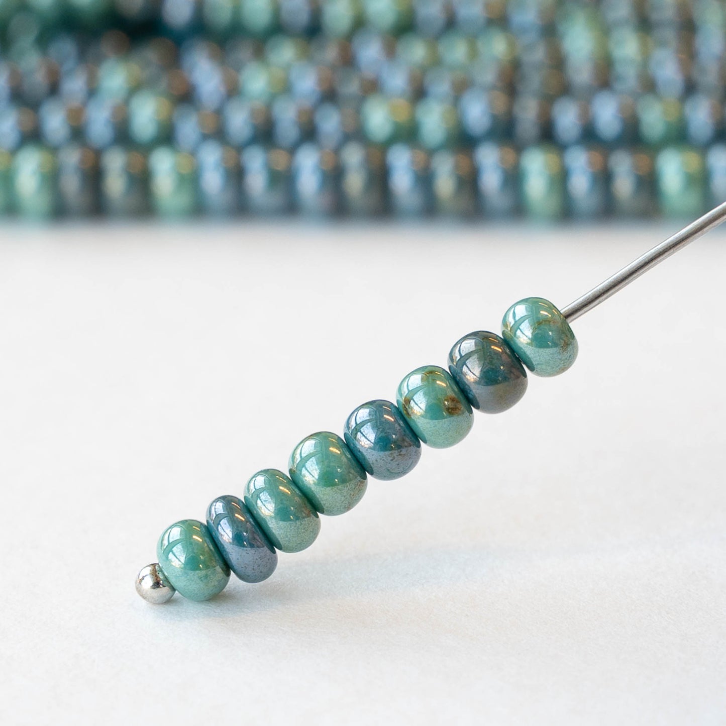 Size 6/0 Glass Seed Beads - Turquoise Blue Luster Mix - 20 inches