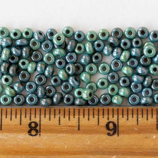 Size 6/0 Glass Seed Beads - Turquoise Blue Luster Mix - 20 inches