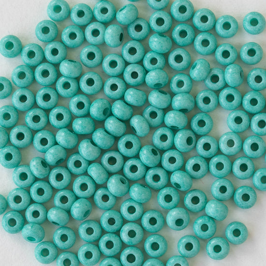 6/0 Seed Beads - Sol Gel Opaque Blue Turquoise - 2 - 20 inch Strands