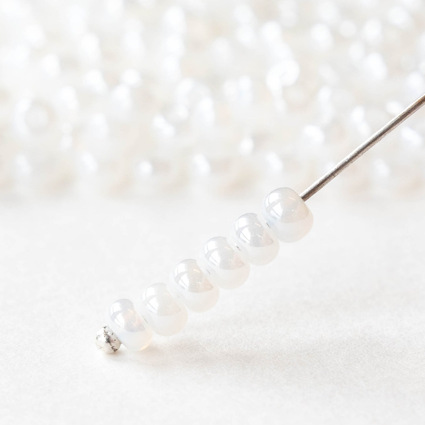 Size 6/0 Glass Seed Beads - Pearly White - 20 grams ~240 beads