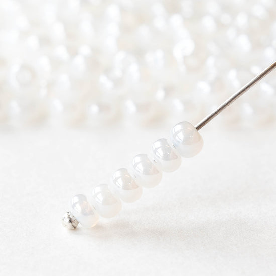 Size 6/0 Glass Seed Beads - Pearly White - 20 grams ~240 beads