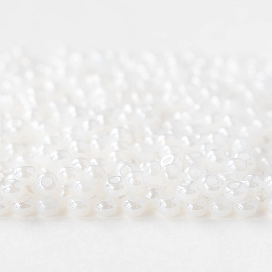 Size 6/0 Glass Seed Beads - Pearly White - 20 grams ~240 beads