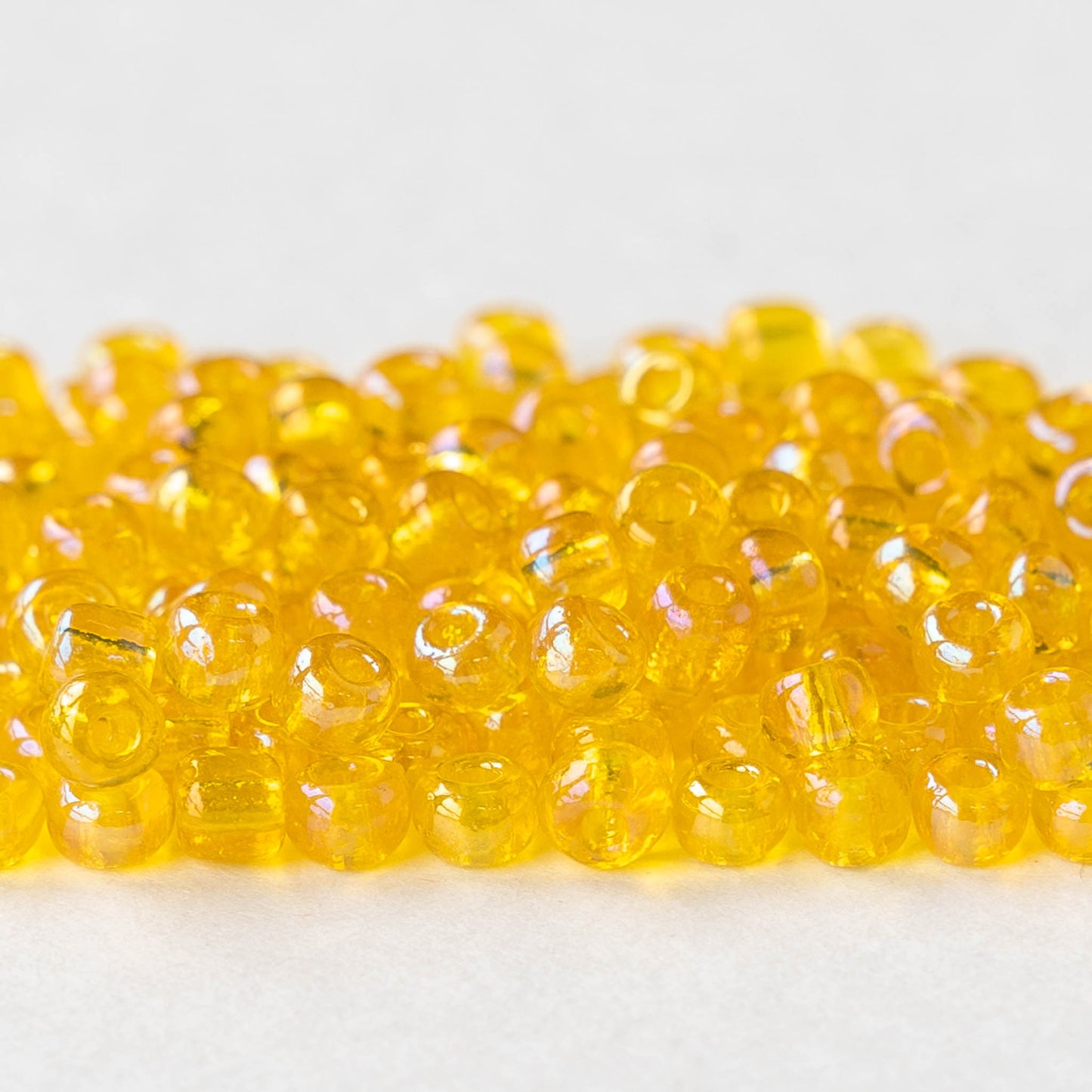 6/0 Seed Beads - Transparent Yellow AB - 20 grams