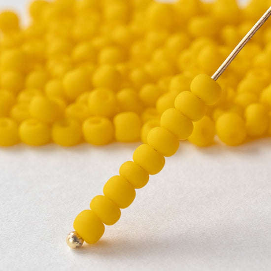 Load image into Gallery viewer, 6/0 Seed Beads - Yellow Matte - 2 Strands

