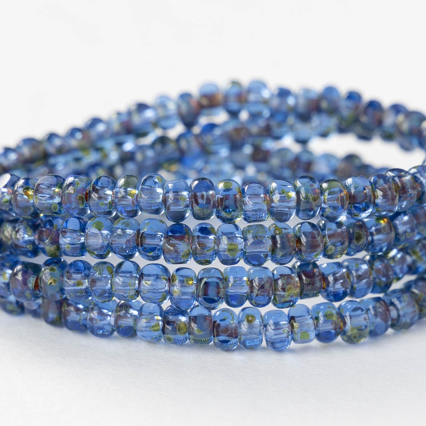 6/0 Tri-cut Seed Beads - Light Sapphire with Light Picasso Finish - 50 Beads