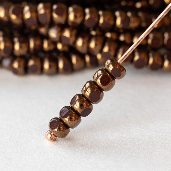 6/0 Tri-cut Seed Beads - Mahogany with Bronze - 25