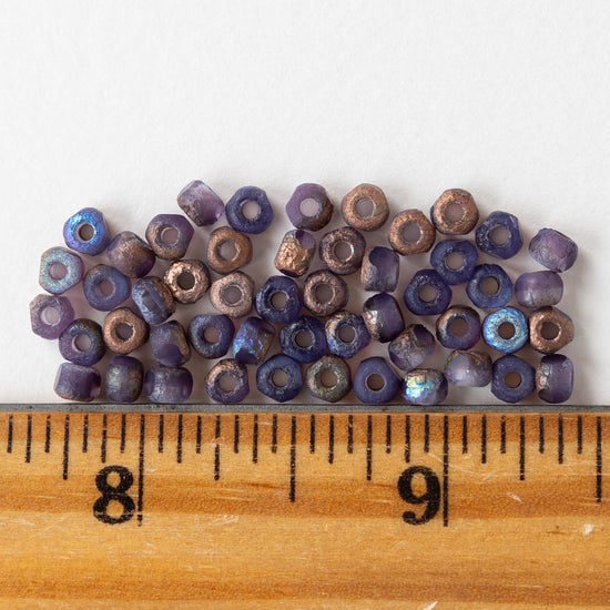 6/0 Tri-cut Seed Beads - Lavender with Etched Bronze - 50