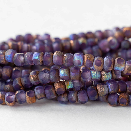 6/0 Tri-cut Seed Beads - Lavender with Etched Bronze - 50