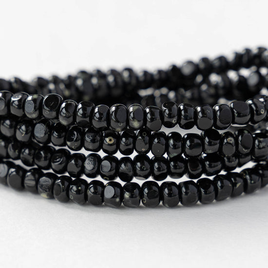 6/0 Tri-cut Seed Beads - Opaque Black - 50 Beads