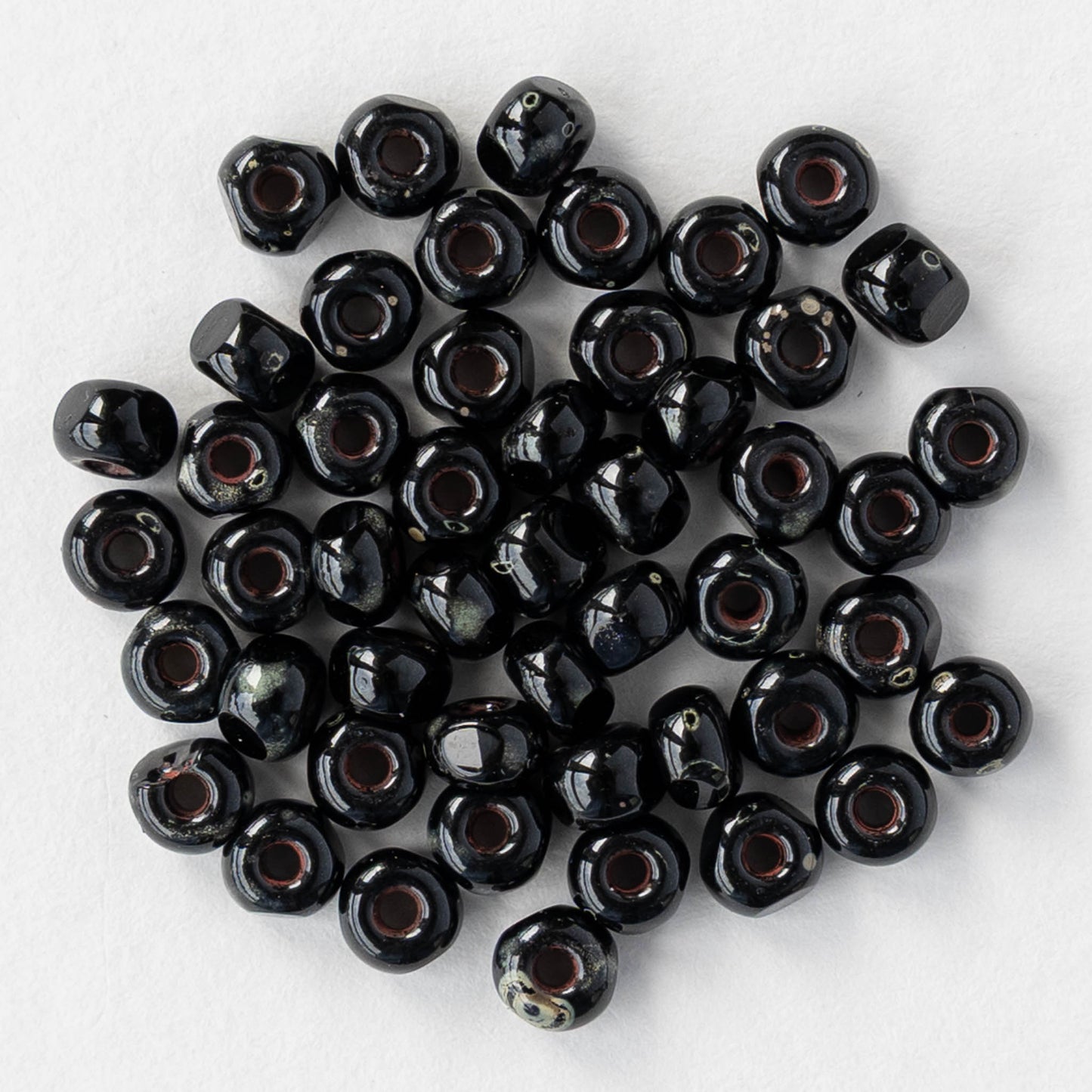 6/0 Tri-cut Seed Beads - Opaque Black - 50 Beads