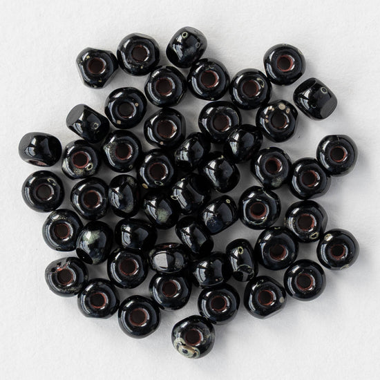 6/0 Tri-cut Seed Beads - Opaque Black - 50 Beads