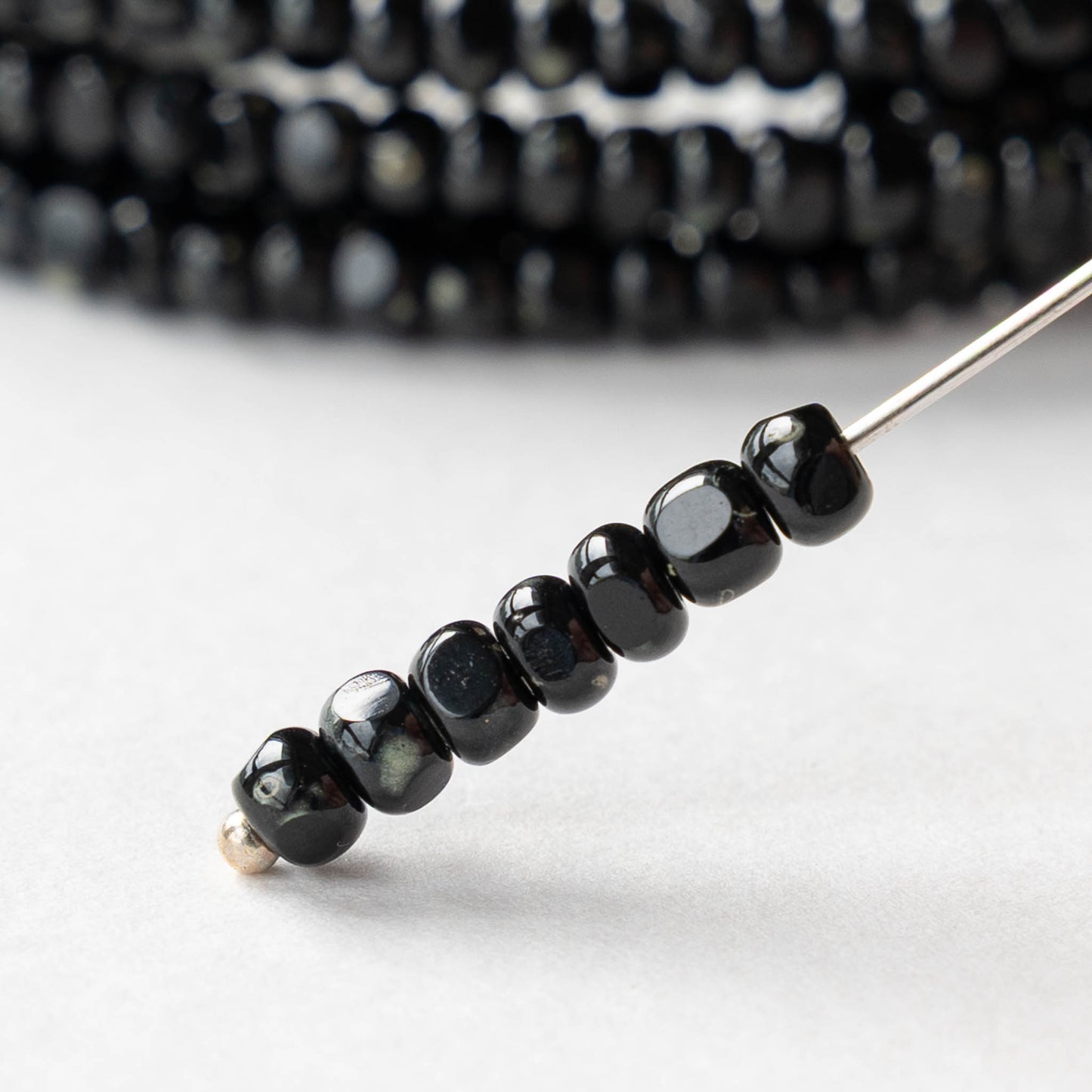 6/0 Tri-cut Seed Beads - Opaque Black - 50 Beads