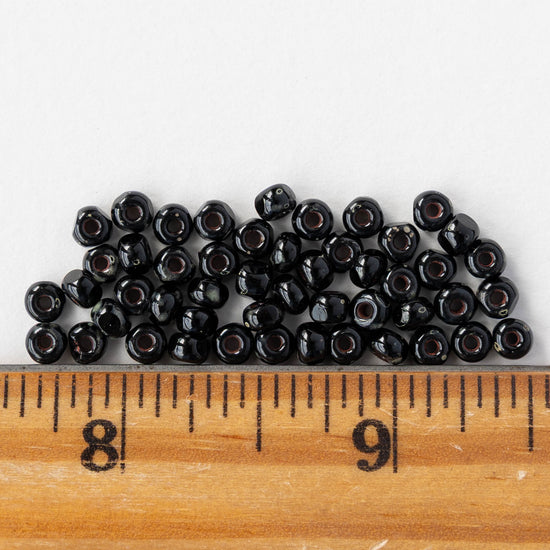 6/0 Tri-cut Seed Beads - Opaque Black - 50 Beads