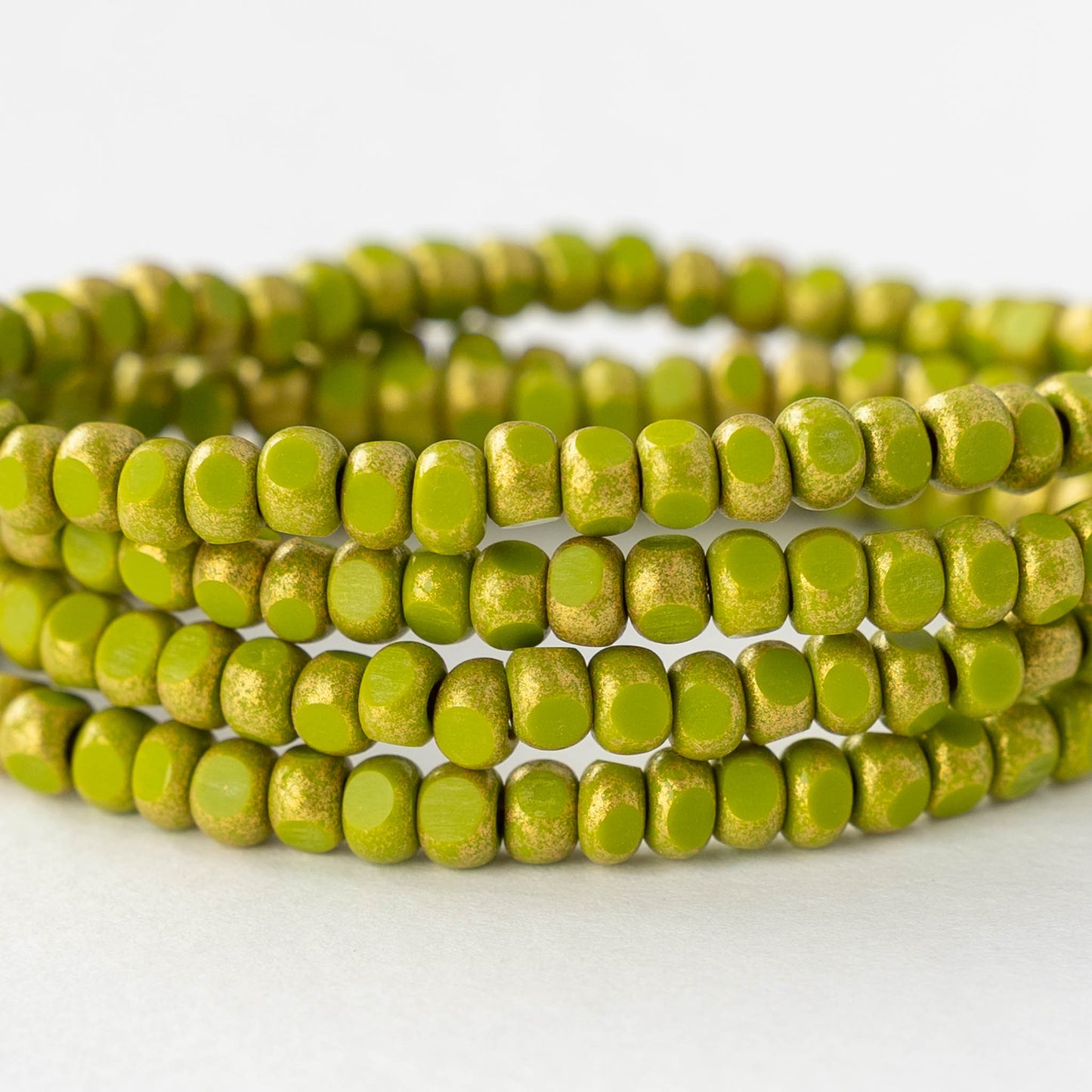 6/0 Tri-cut Seed Beads - Chartreuse with Light Gold - 50 Beads