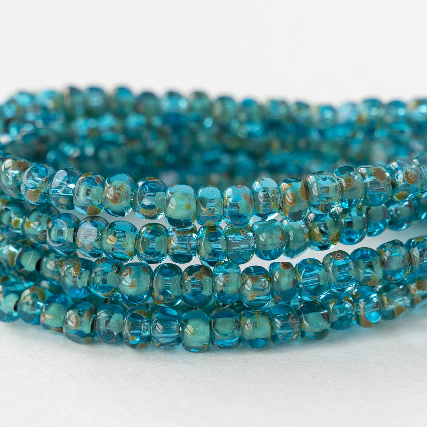 6/0 Tri-cut Seed Beads - Teal Picasso - 50 Beads