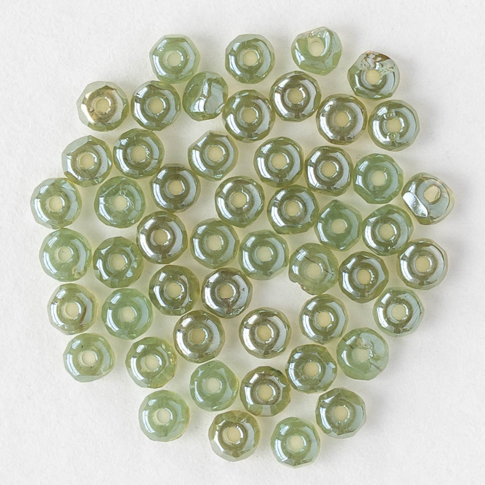 2x3mm Faceted Microspacer Beads - Light Green Silver Luster - 25 or 50 ...