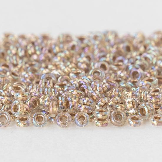 3mm O-Ring Beads - Gold Lined Rainbow Crystal - 10 grams